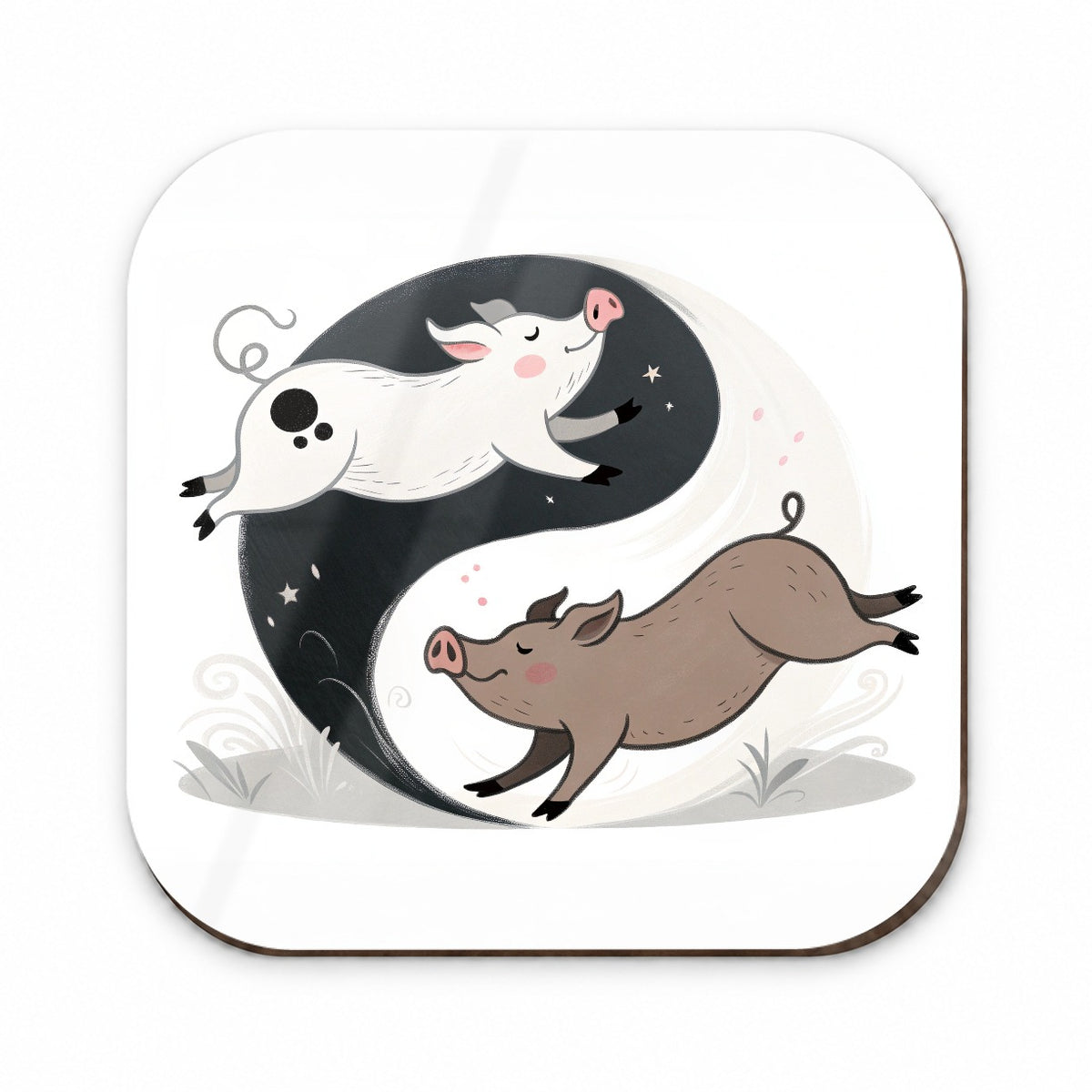Two Pigs Yin Yang Fridge Magnet