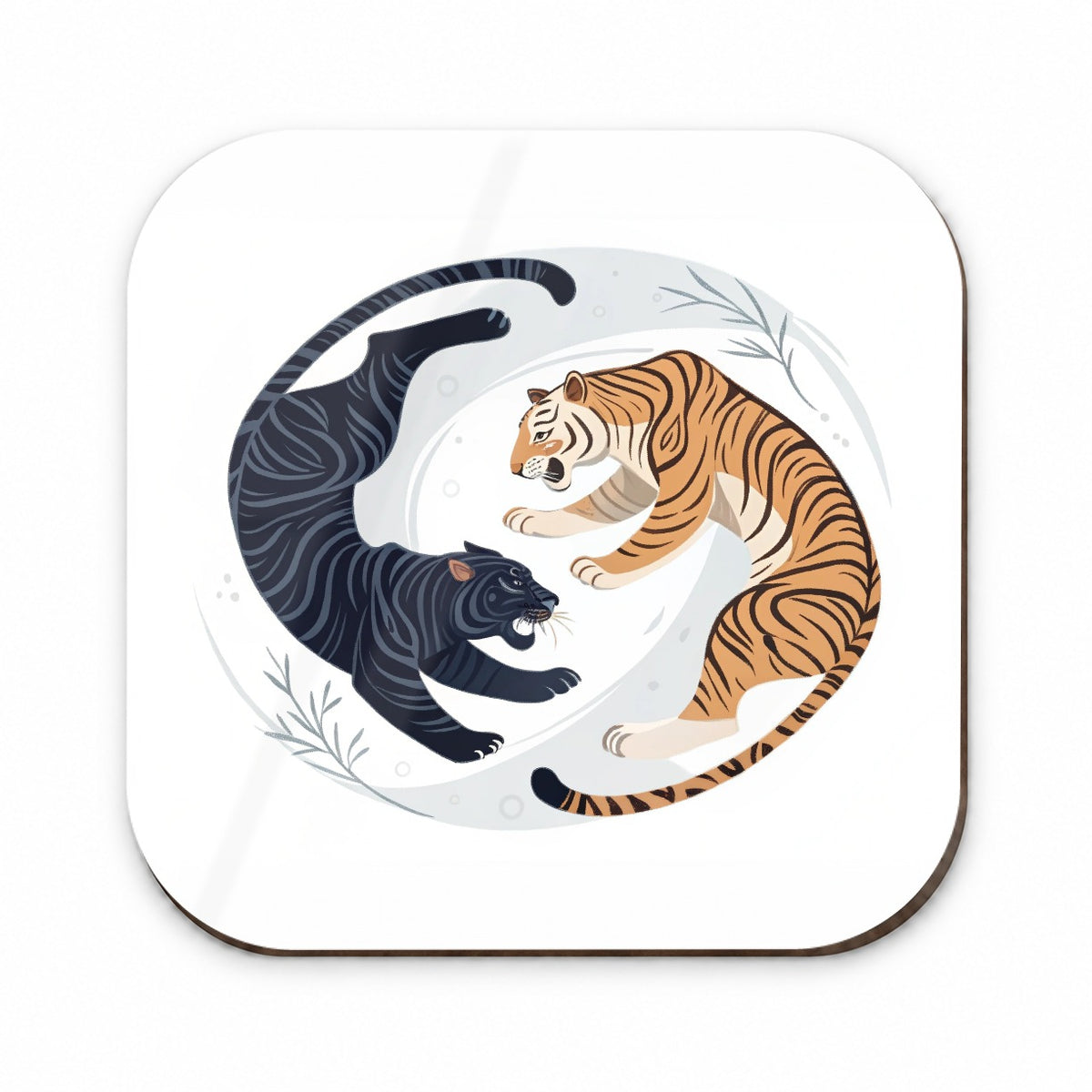 Two Tigers Yin Yang Illustration Fridge Magnet