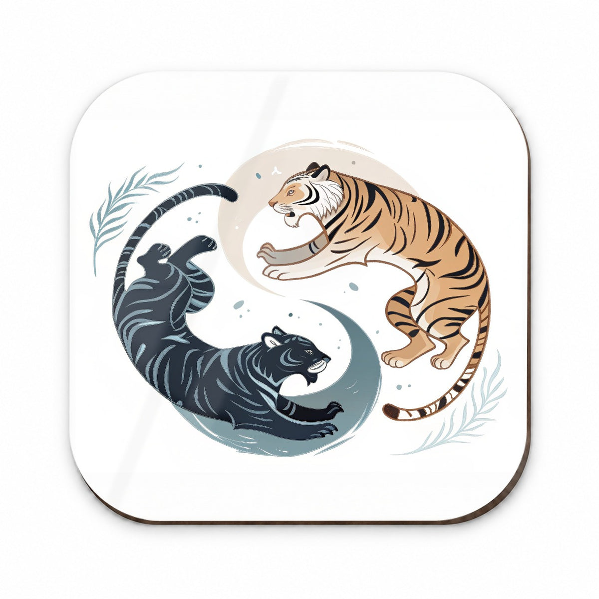 Two Tigers Yin Yang Orange Dark Fridge Magnet