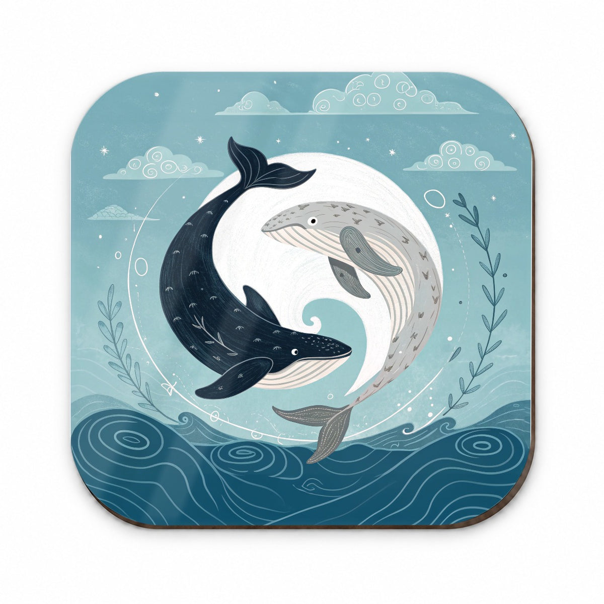 Two Whales Yin Yang Ocean Sky Fridge Magnet