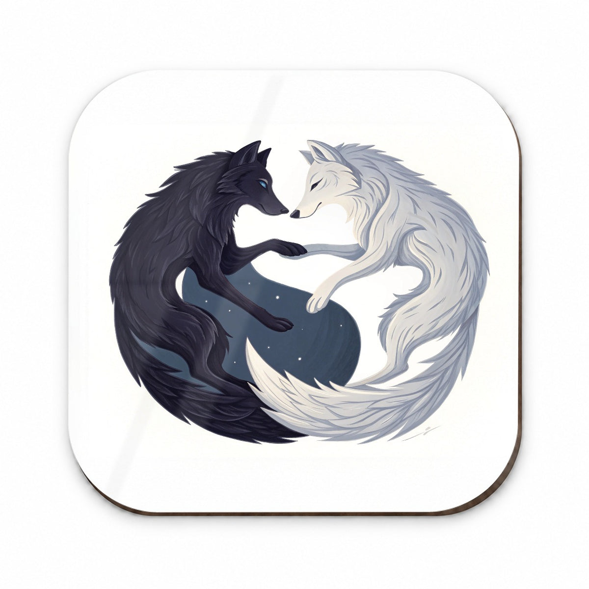 Two Wolves Yin Yang Black White Fridge Magnet