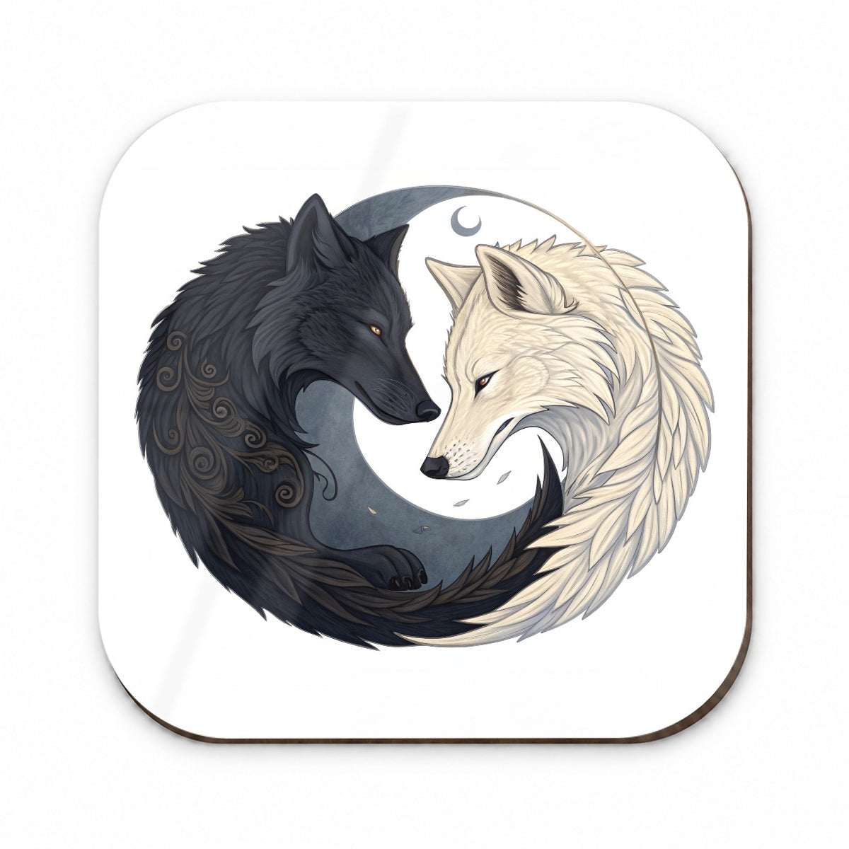 Two Wolves Yin Yang Fridge Magnet