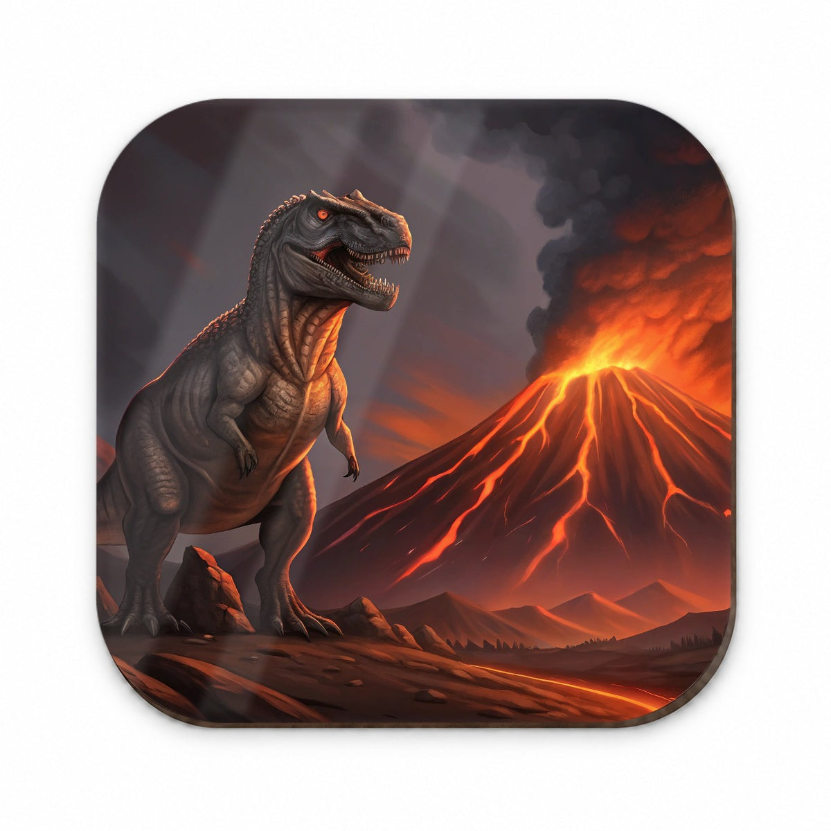 Tyrannosaurus T-Rex Dinosaur Volcano Lava Fridge Magnet