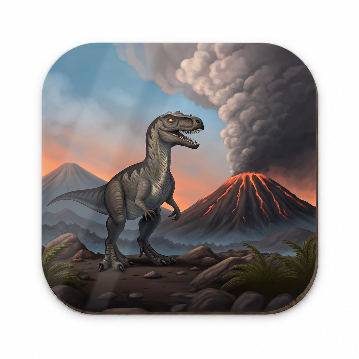 Velociraptor Volcano Dinosaur Fridge Magnet