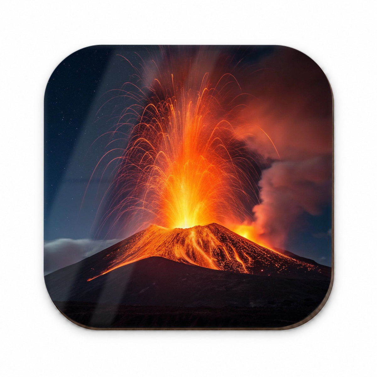Volcano Erupting At Night Fridge Magnet