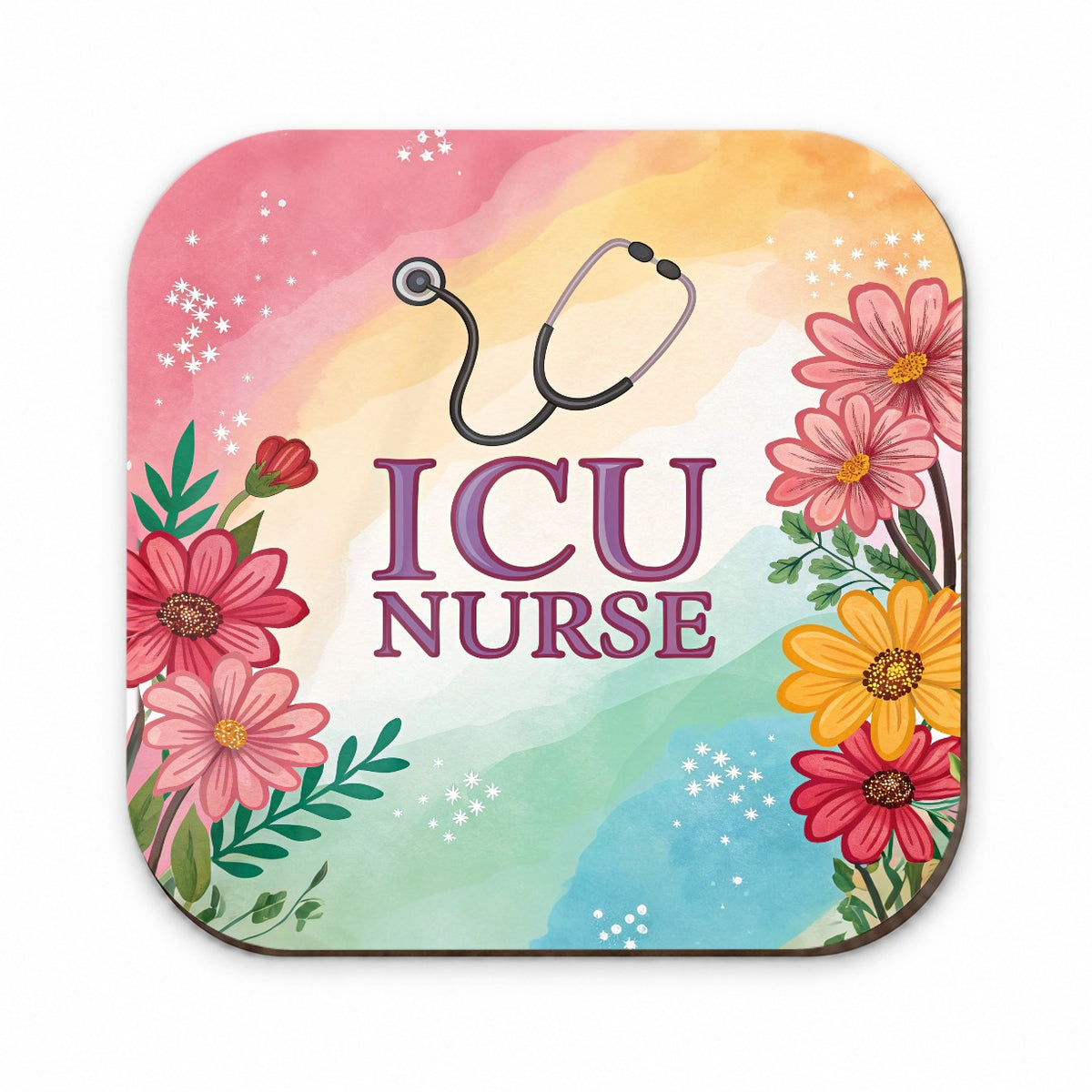 ICU Nurse Appreciation Stethoscope Flowers Floral Fridge Magnet