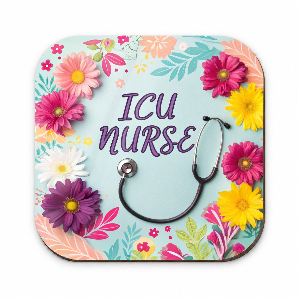 ICU Nurse Appreciation Stethoscope Flowers Fridge Magnet