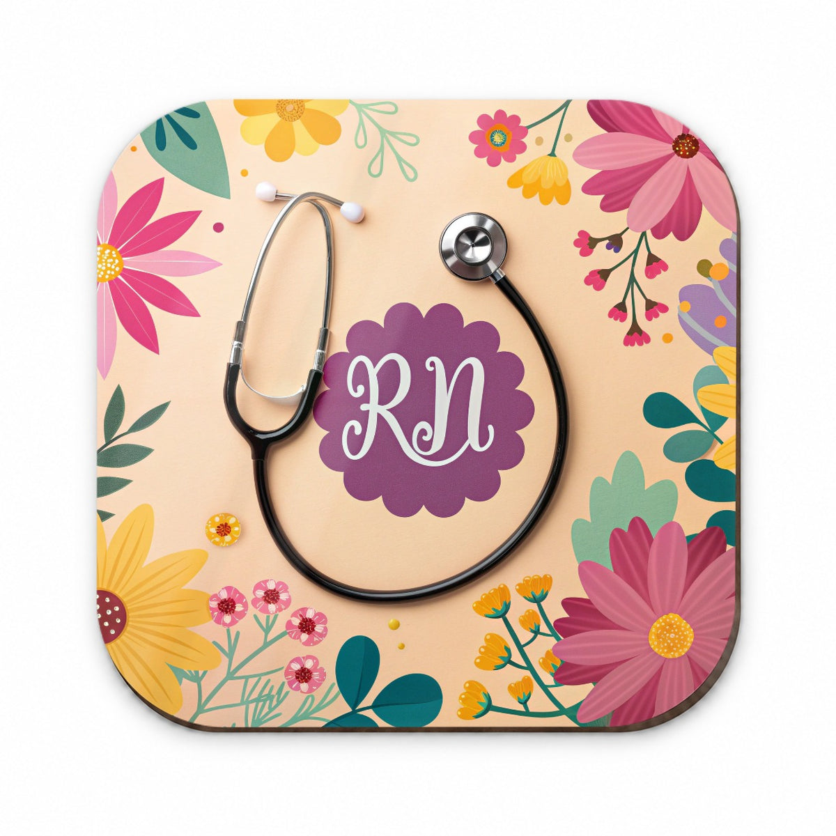 RN Registered Nurse Appreciation Stethoscope Flowers Fridge Magnet