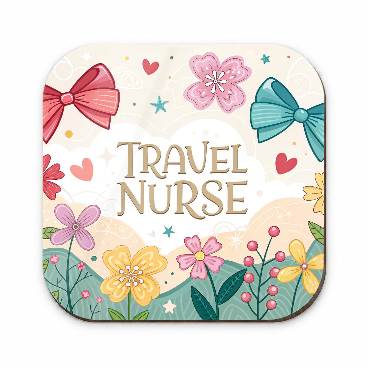 Travel Nurse Appreciation Coquette Bows Flowers Fridge Magnet