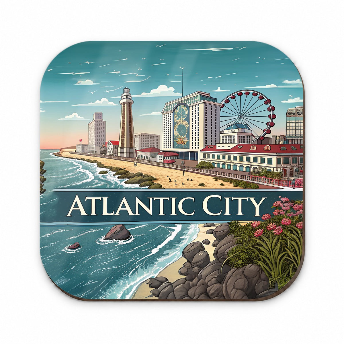Atlantic City, New Jersey NJ Travel City State Stamp Fridge Magnet