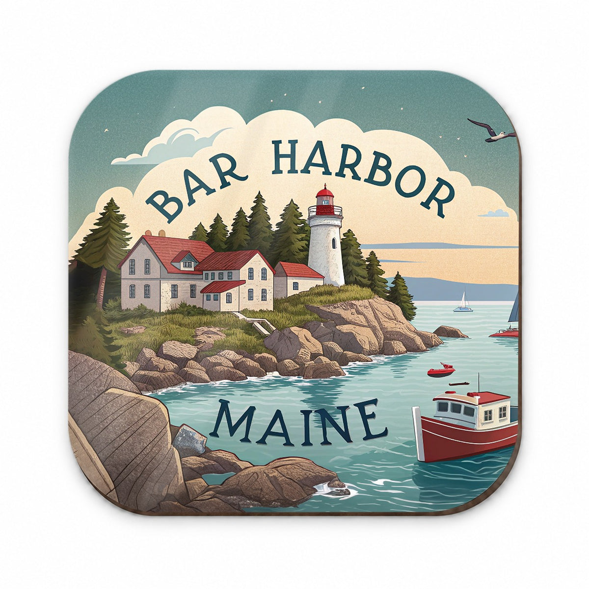 Bar Harbor, Maine ME Travel City State Stamp Fridge Magnet