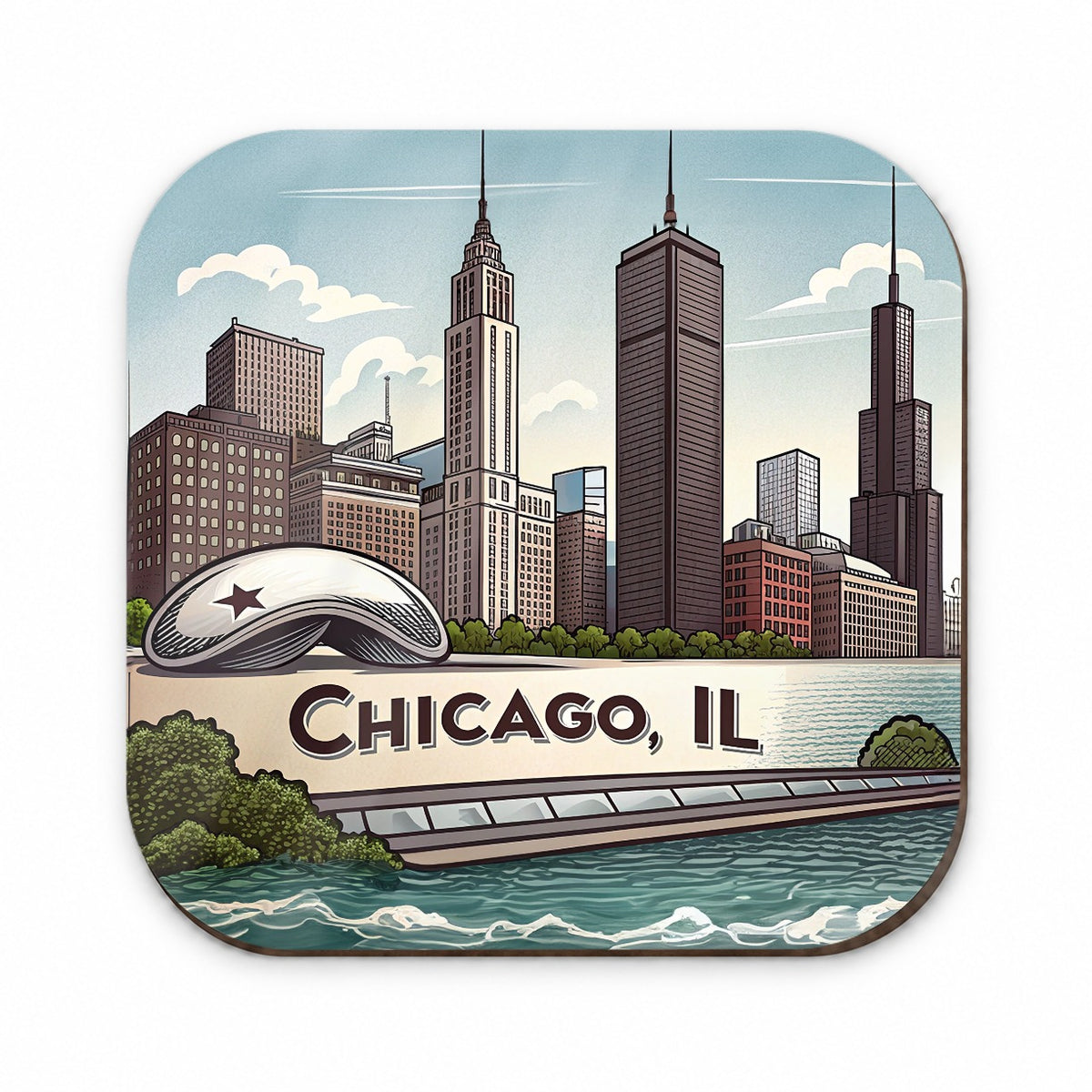 Chicago, Illinois IL Travel City State Stamp Fridge Magnet