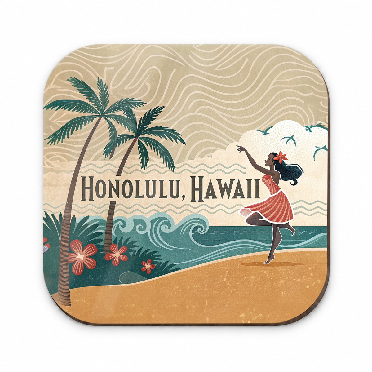 Honolulu, Hawaii HI Travel City State Stamp Fridge Magnet