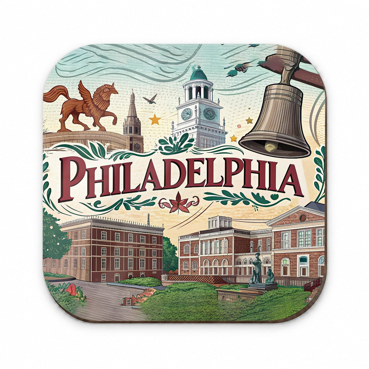 Philadelphia PA Travel City State Stamp Fridge Magnet
