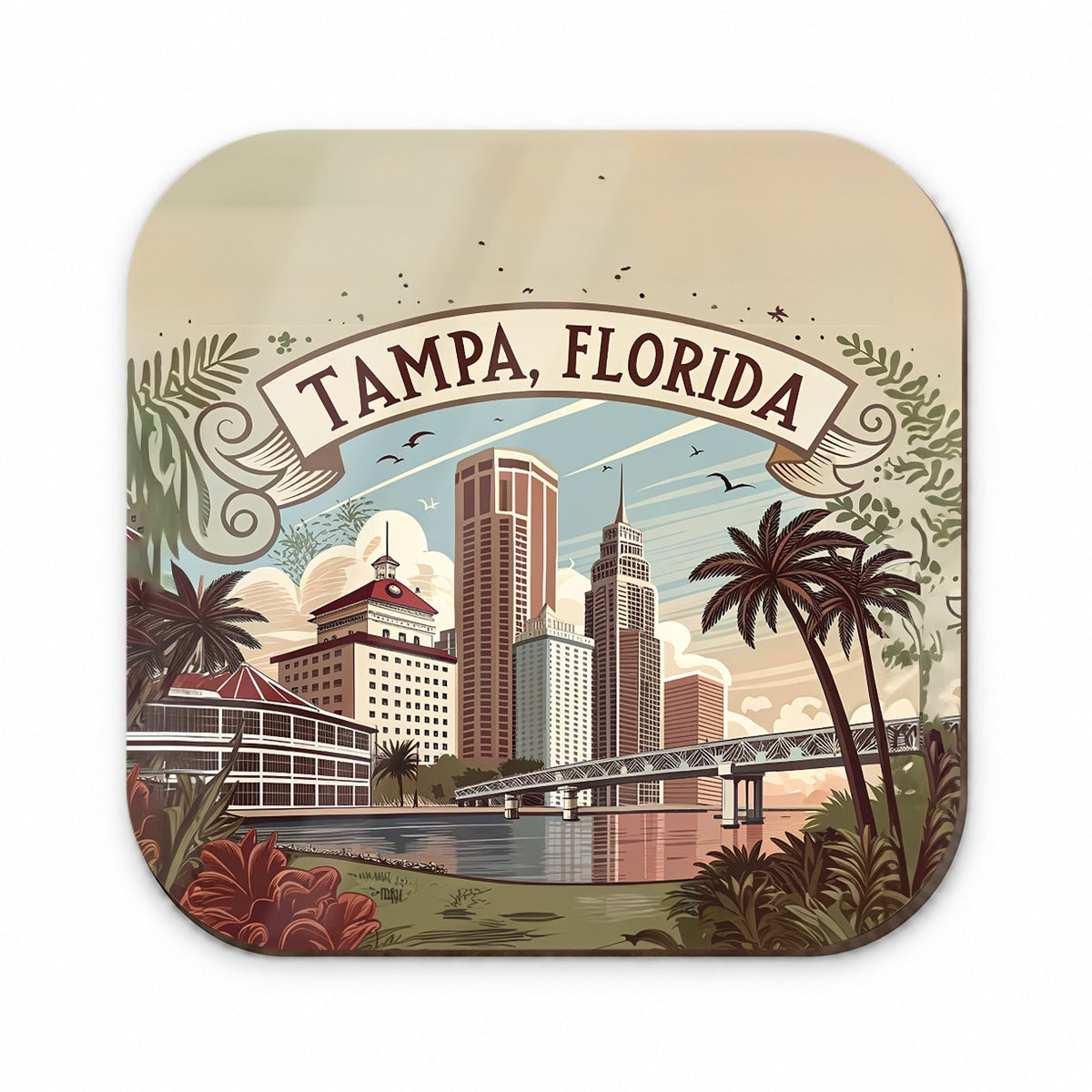 Tampa, Florida FL Travel City State Stamp Fridge Magnet