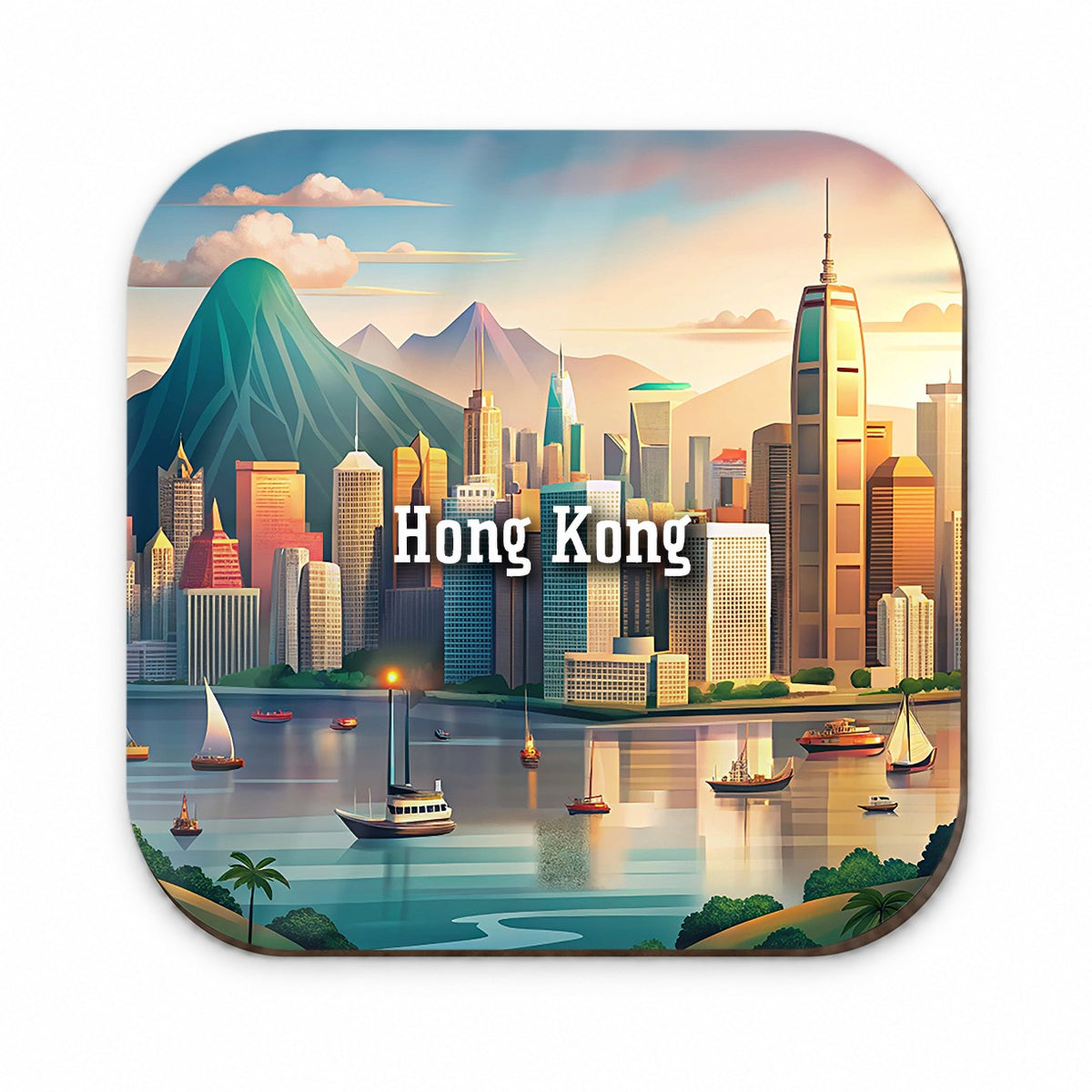 Hong Kong Travel City Country Stamp Fridge Magnet