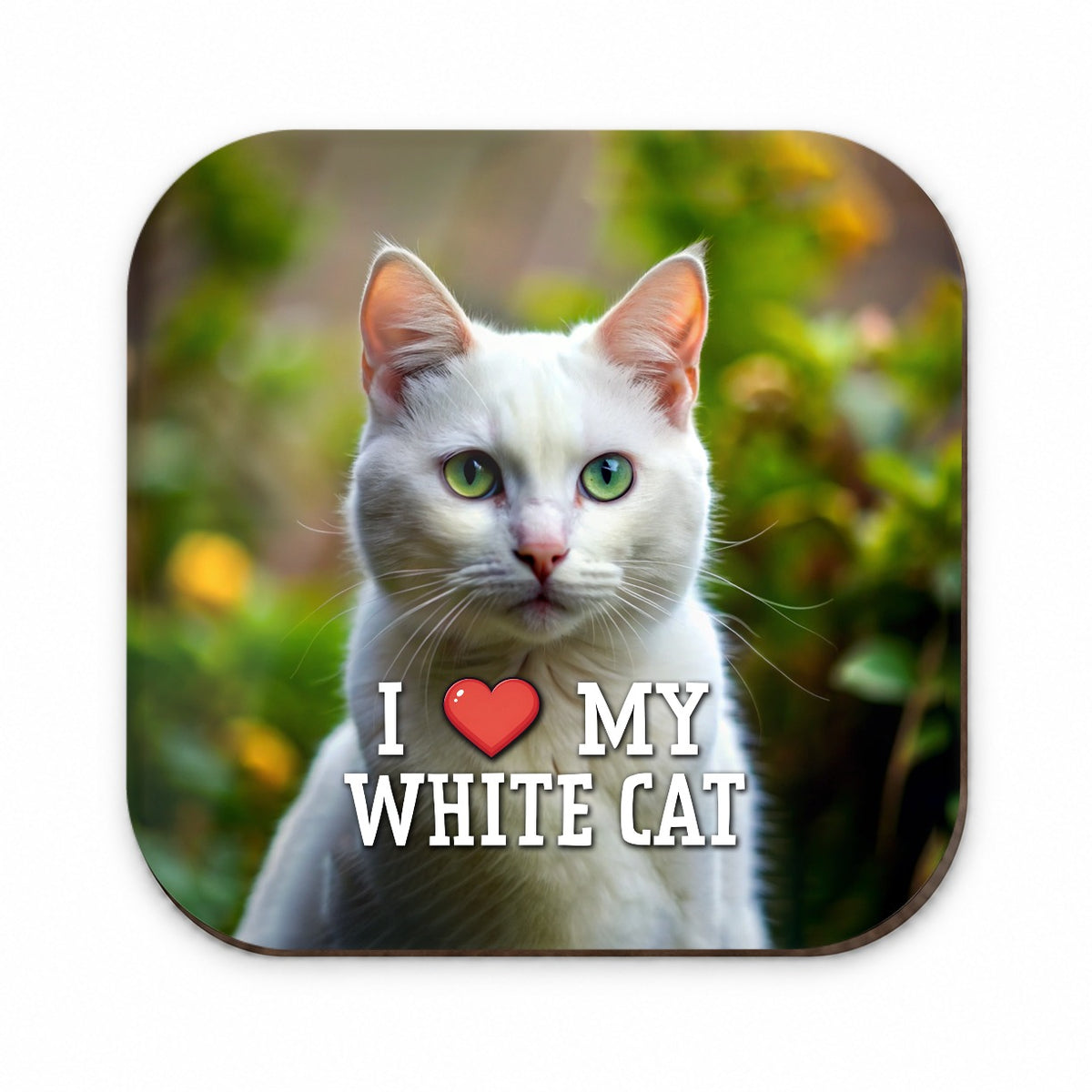 I Love My White Cat Heart Fridge Magnet
