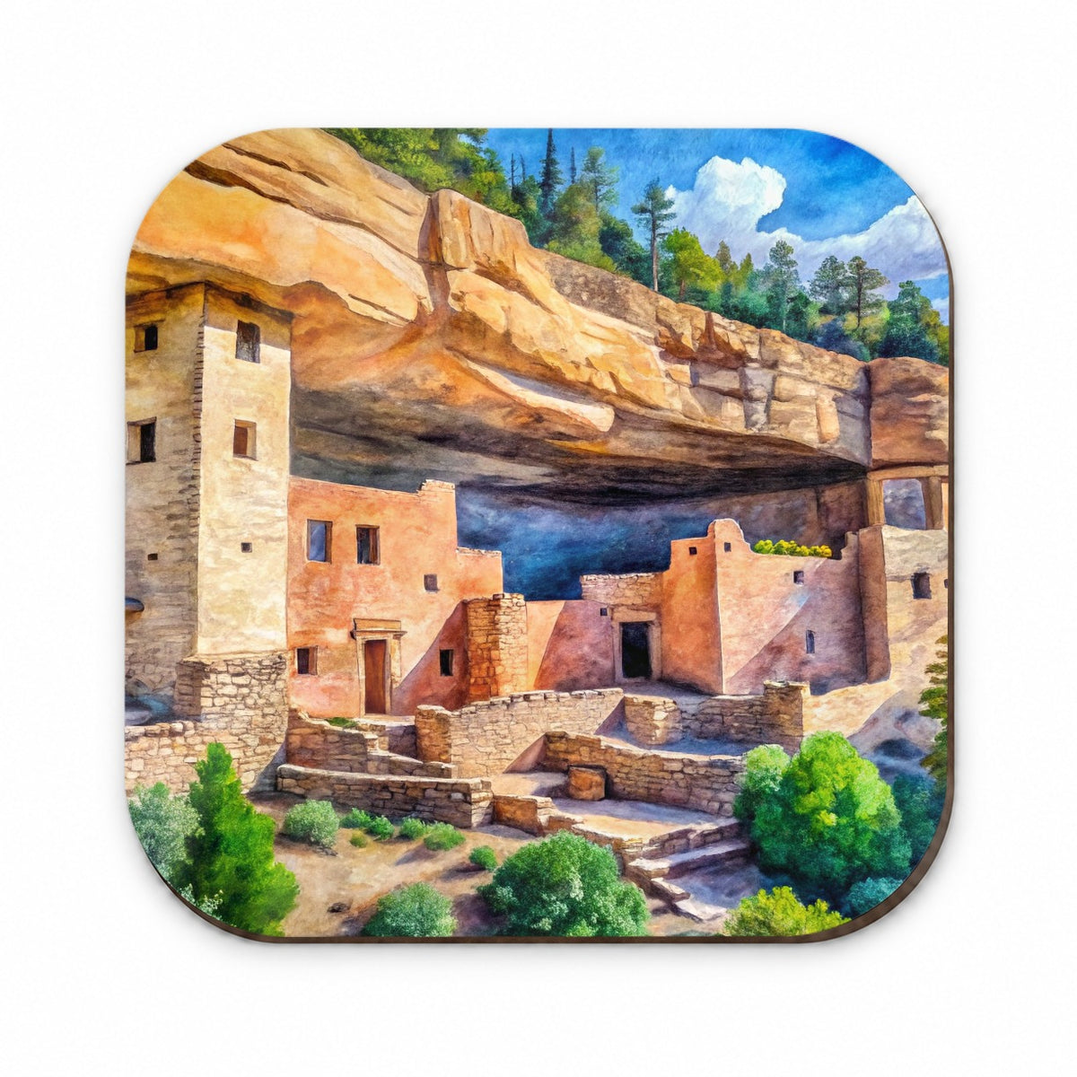 Gila Cliff Dwellings National Monument New Mexico Watercolor Style Fridge Magnet