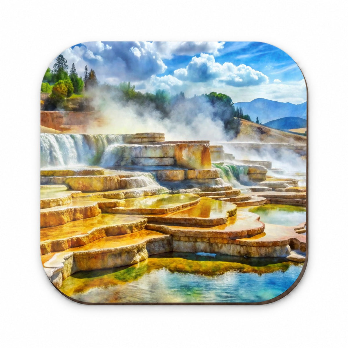 Yellowstone National Park Mammoth Hot Springs Watercolor Style Fridge Magnet
