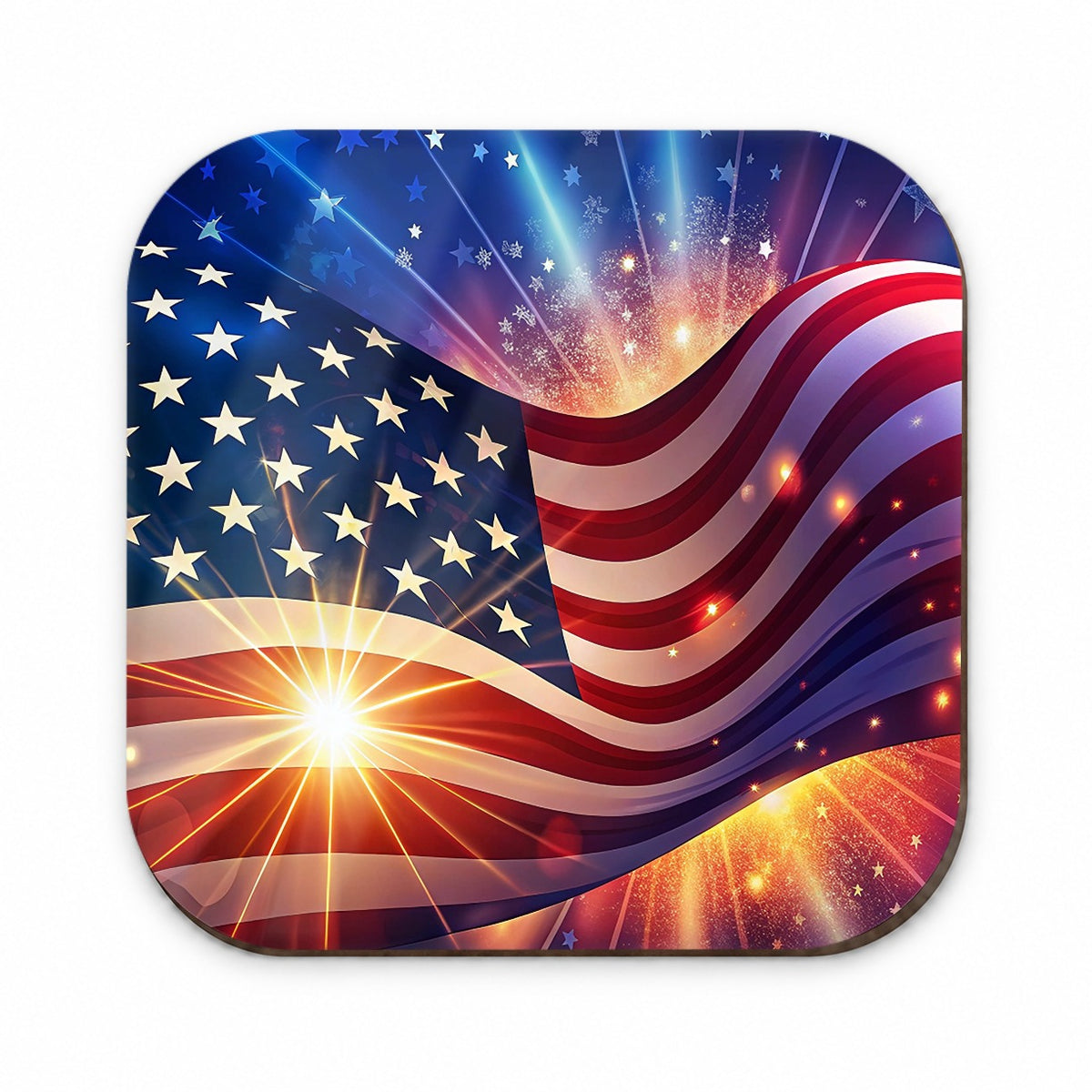 American Flag Sparkling Waving Patriotic Fridge Magnet