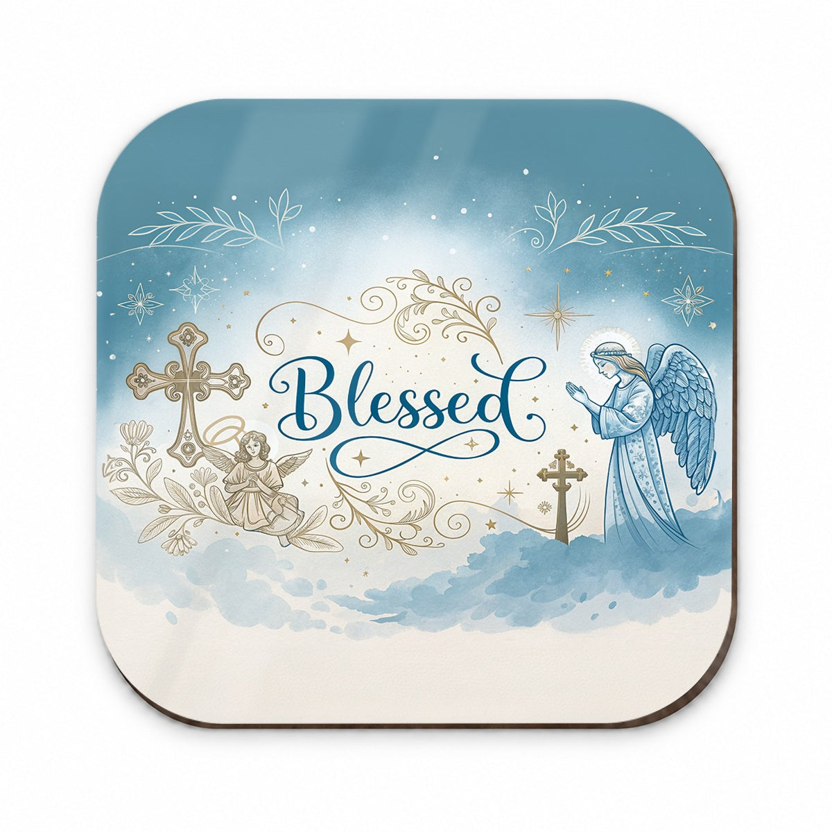 Blessed Religious Angel Blue White Fridge Magnet