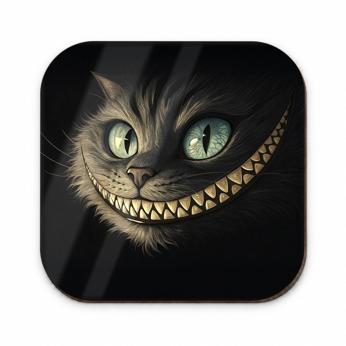 Funny Cheshire Cat Grin on Black Fridge Magnet