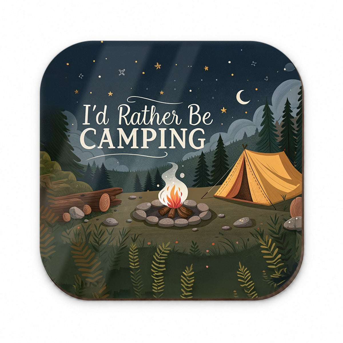 I'd Rather Be Camping Campfire Tent Fridge Magnet