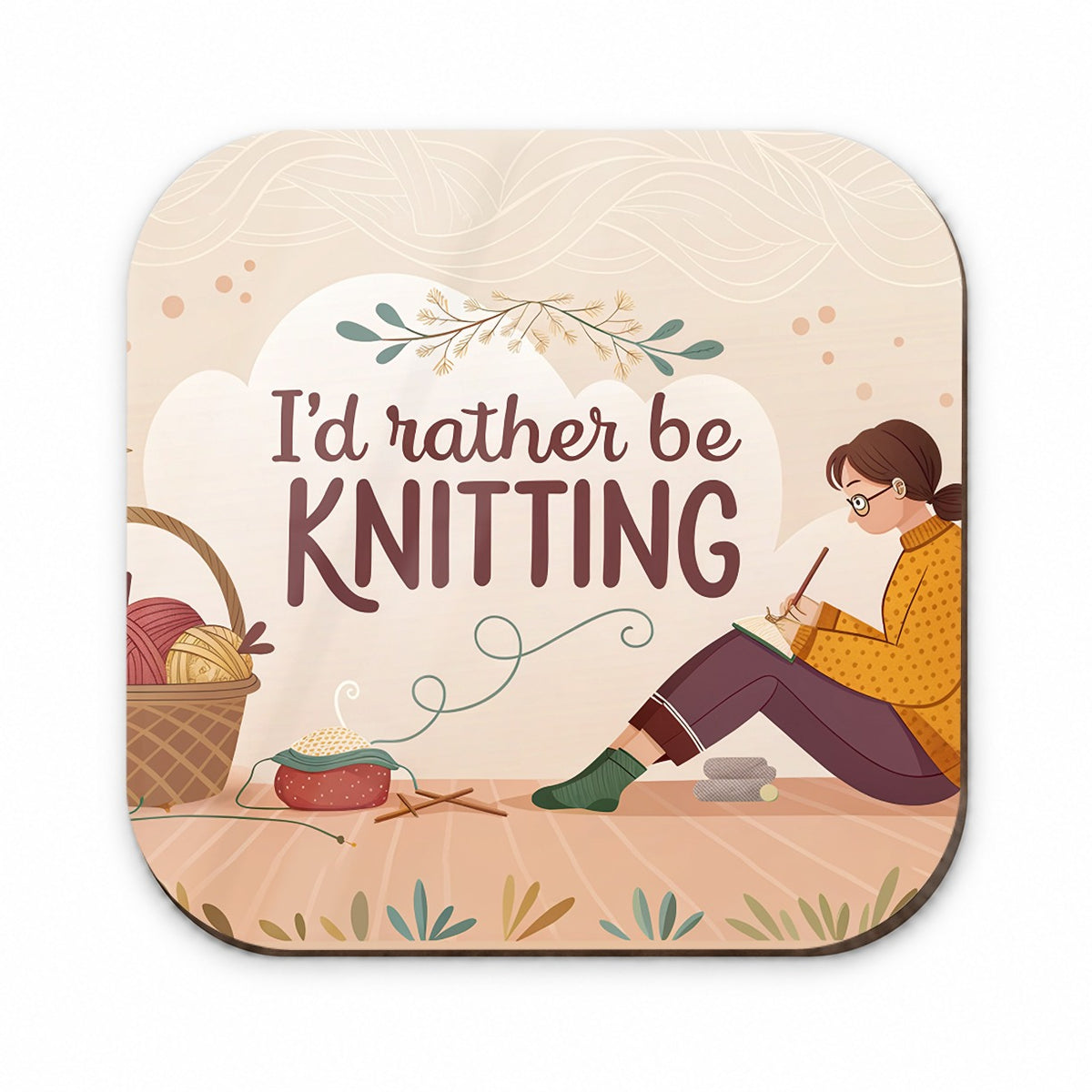I'd Rather Be Knitting Basket of Yarn Fridge Magnet