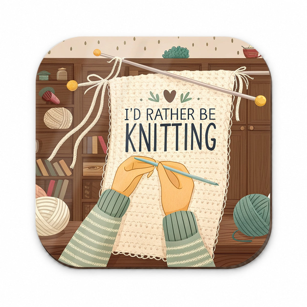 I'd Rather Be Knitting Knit Yarn Needles Fridge Magnet