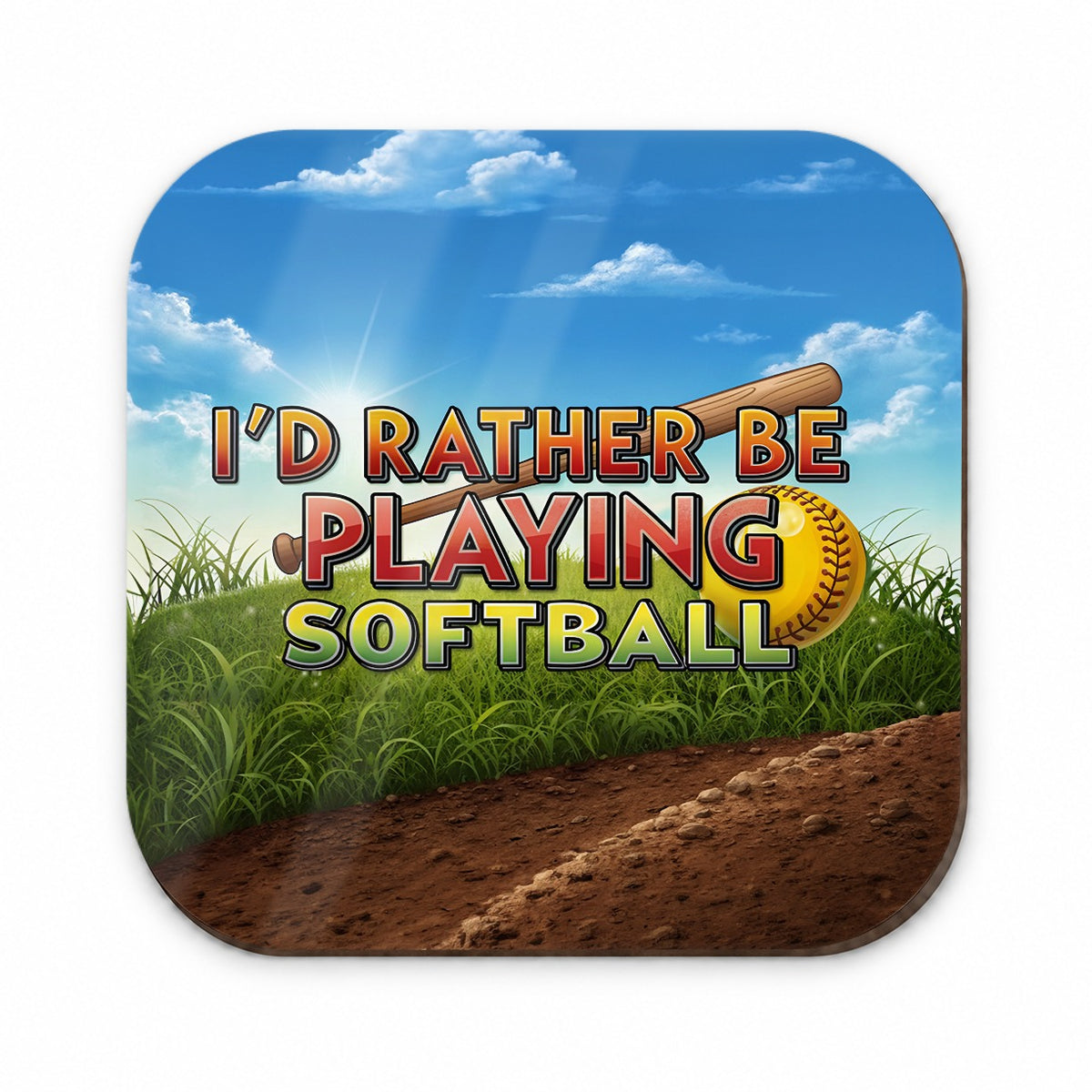 I'd Rather Be Playing Softball Fridge Magnet