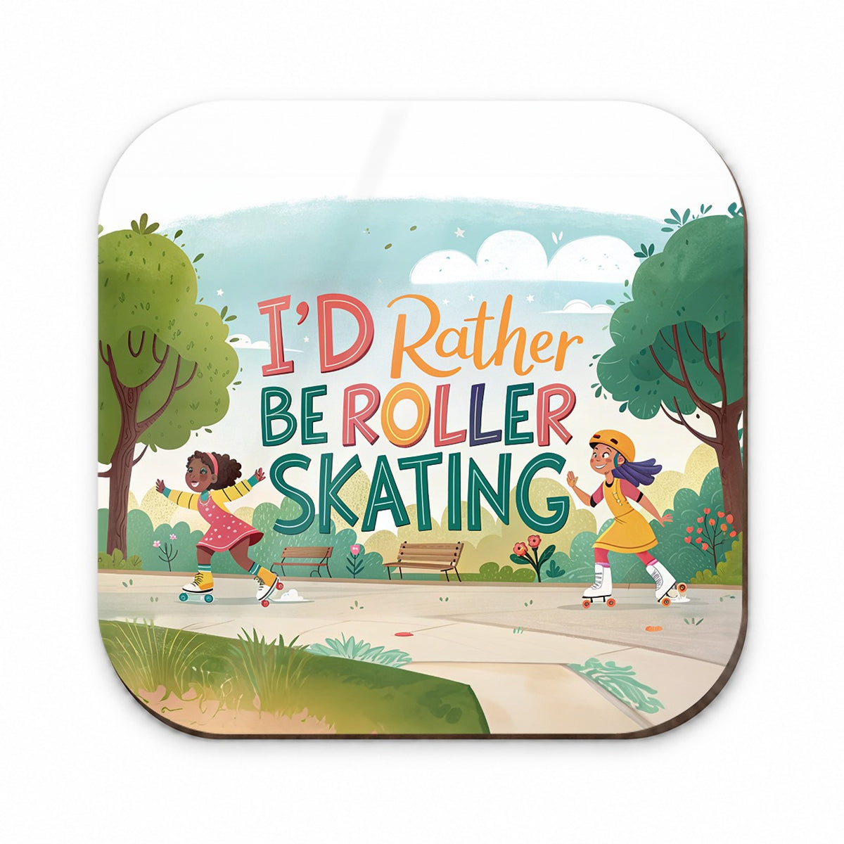 I'd Rather Be Roller Skating Cartoon Fridge Magnet