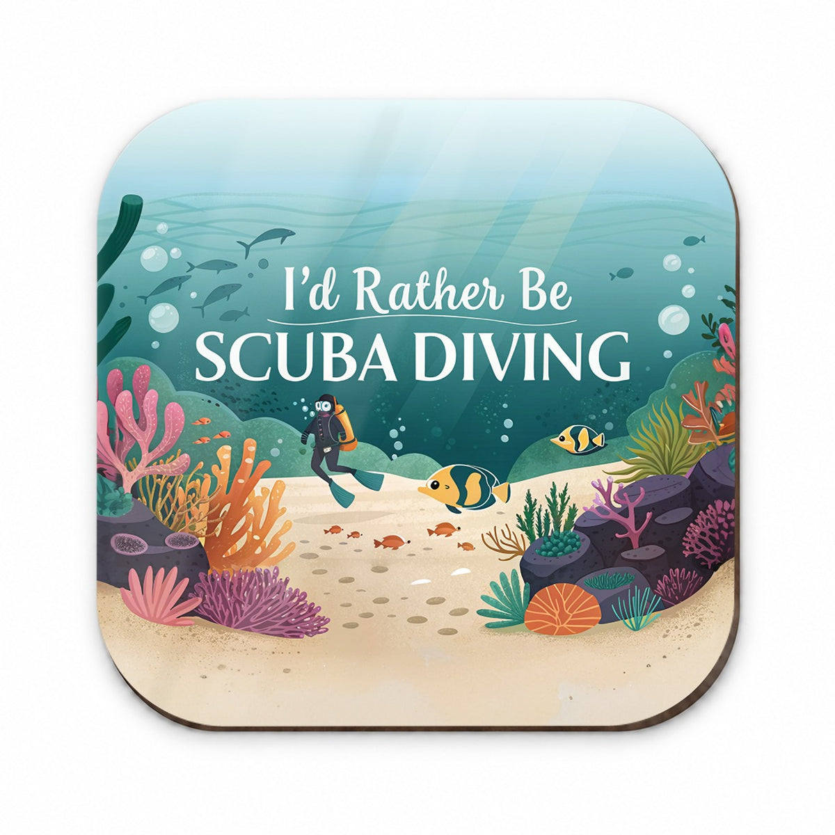 I'd Rather Be Scuba Diving Diver Underwater Fridge Magnet