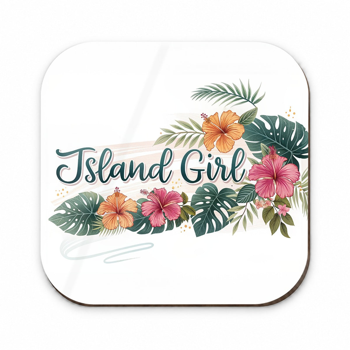 Island Girl Tropical Hibiscus Flowers Fridge Magnet
