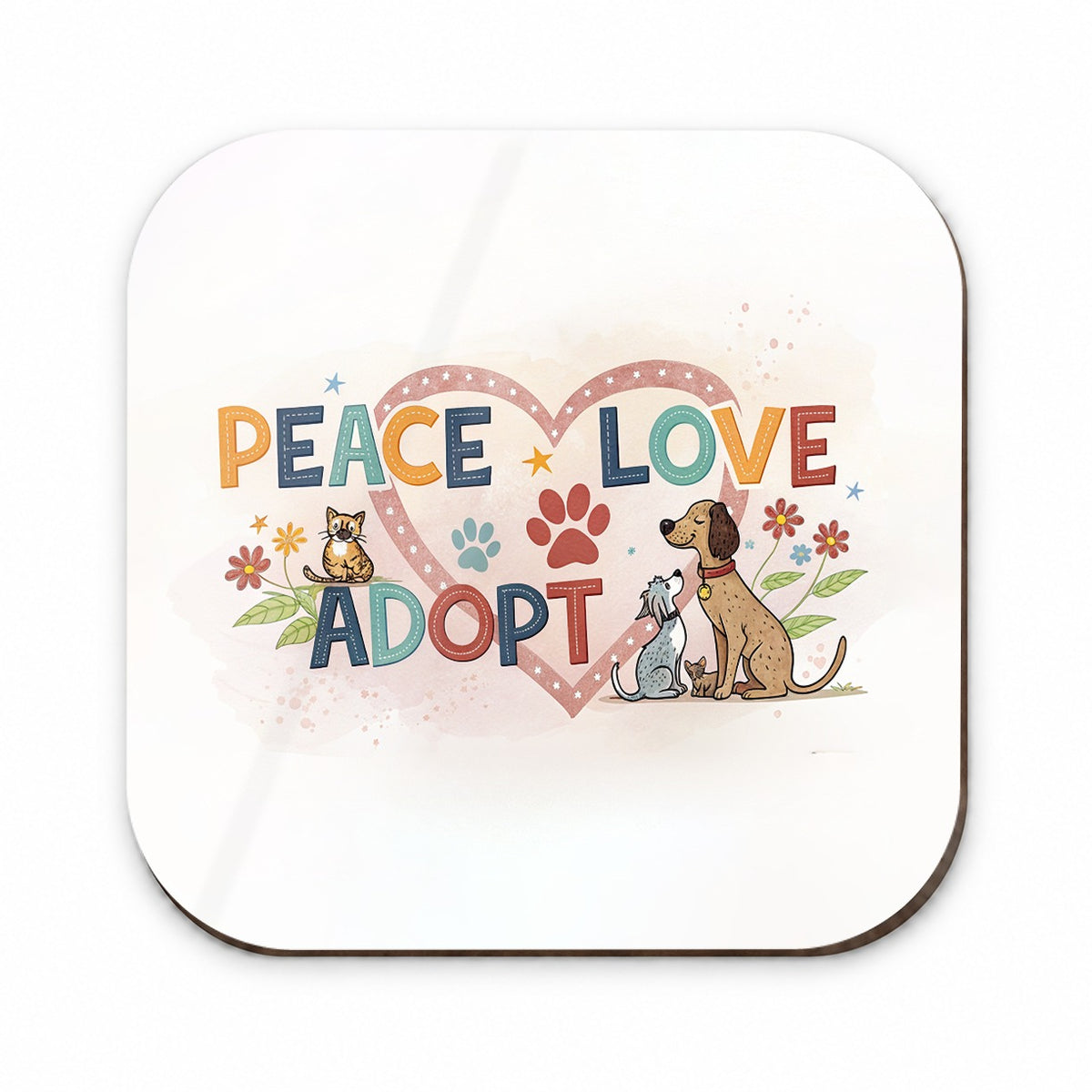 Peace Love Adopt Pet Adoption Rescue Fridge Magnet