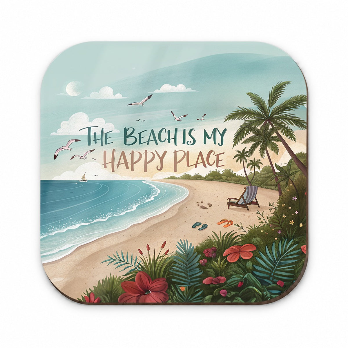 The Beach Is My Happy Place Funny Tropical Fridge Magnet