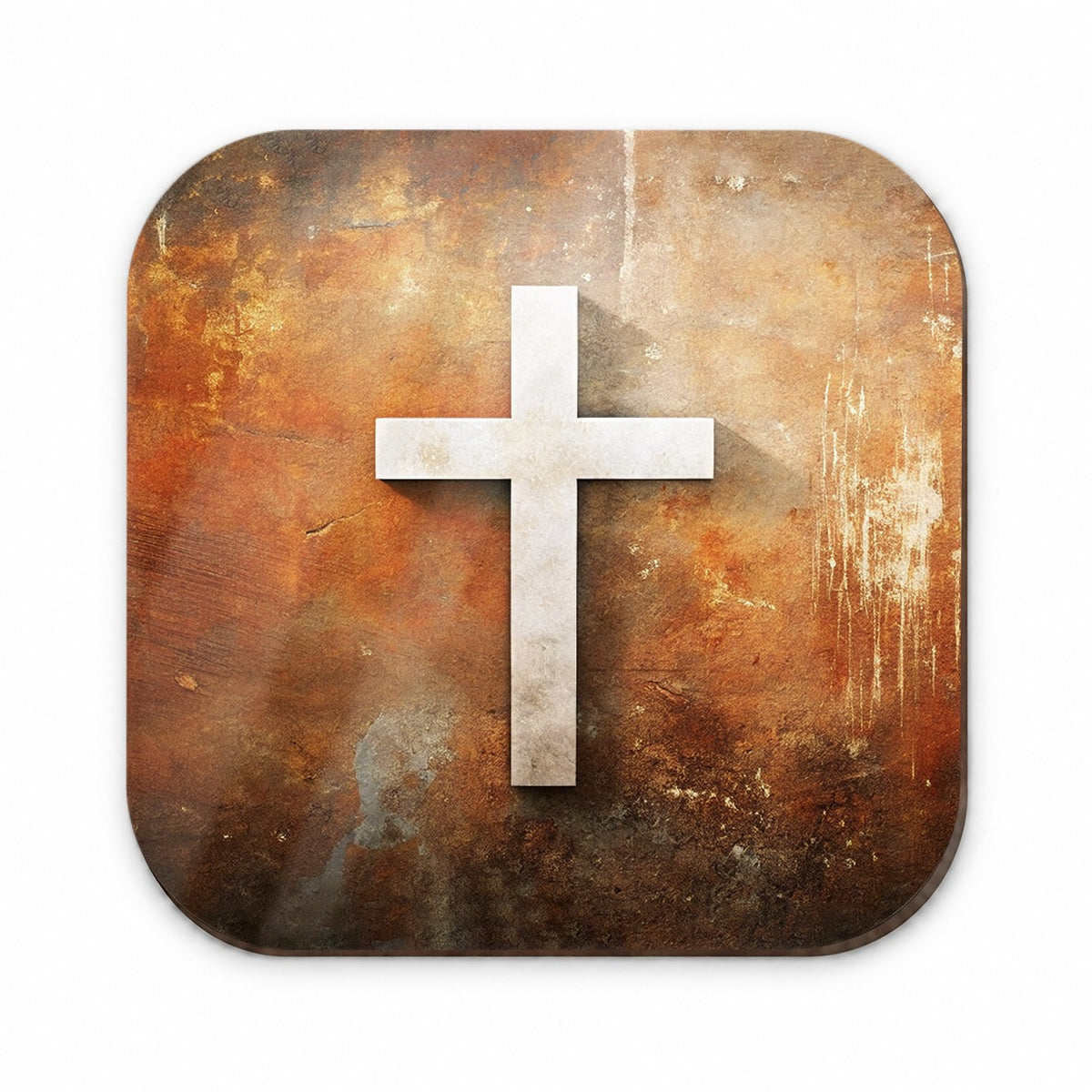 White Cross On Rusty Rustic Background Religious Fridge Magnet