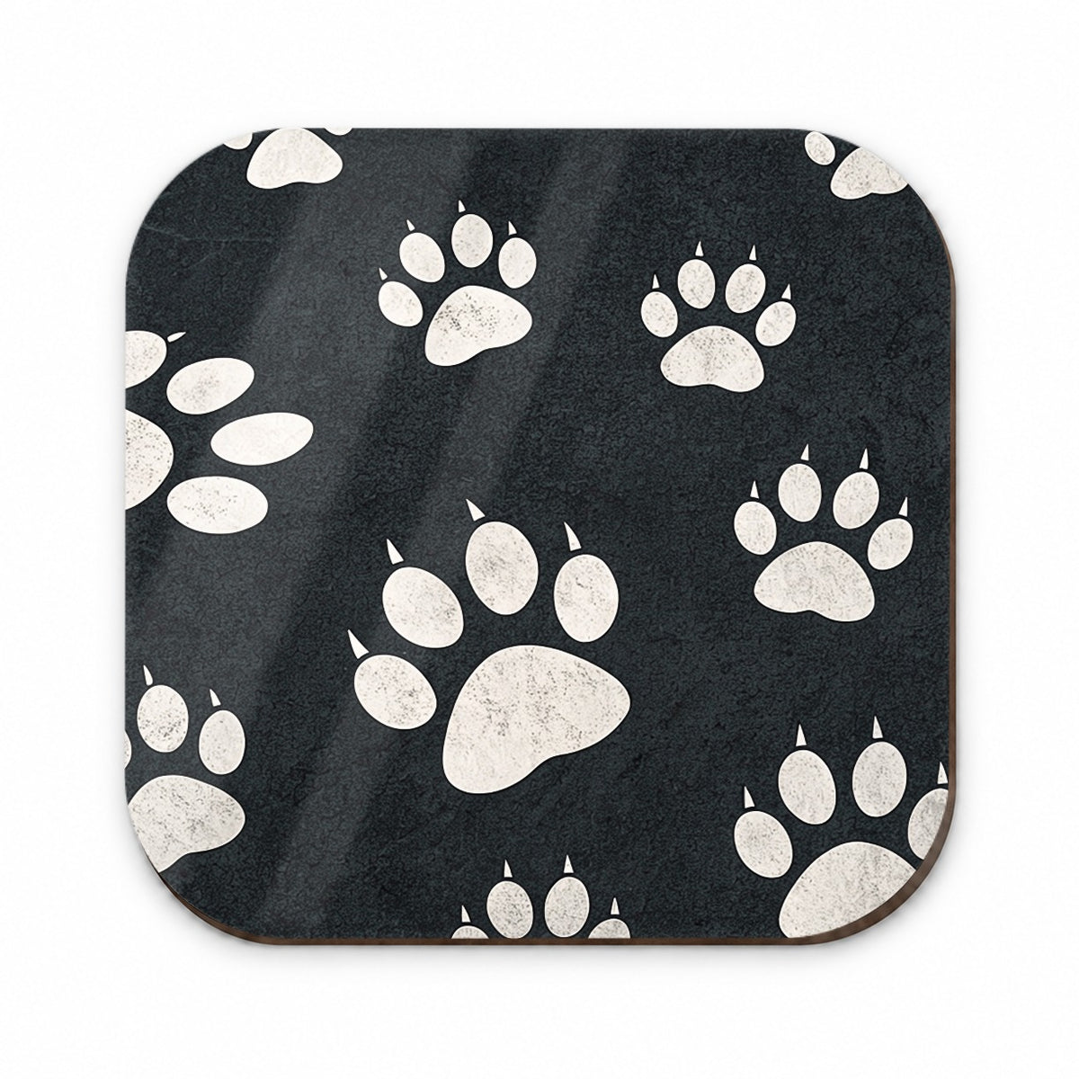 White Paw Prints On Black Pattern Fridge Magnet