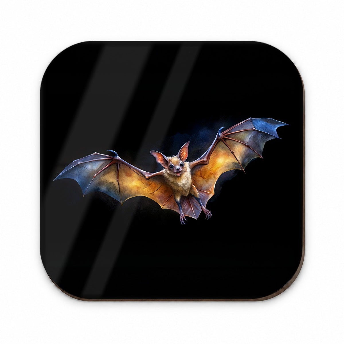 Bat Flying Watercolor Black Background Fridge Magnet