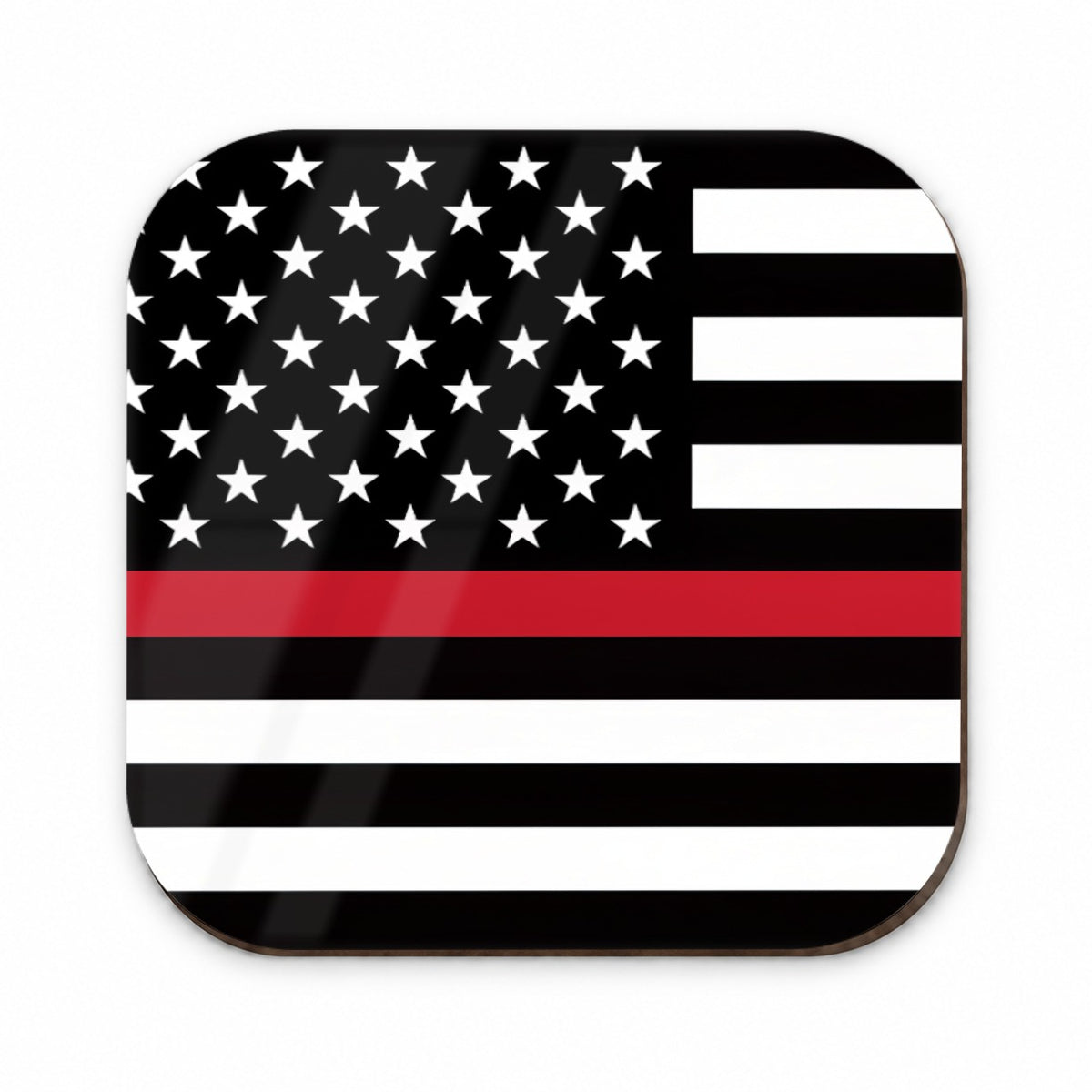 Black and White Thin Red Line Firefighter American Flag Fridge Magnet