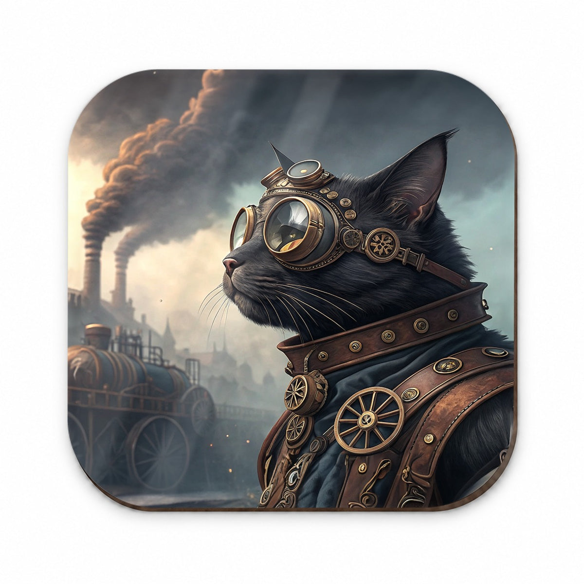 Black Cat Steampunk Fridge Magnet