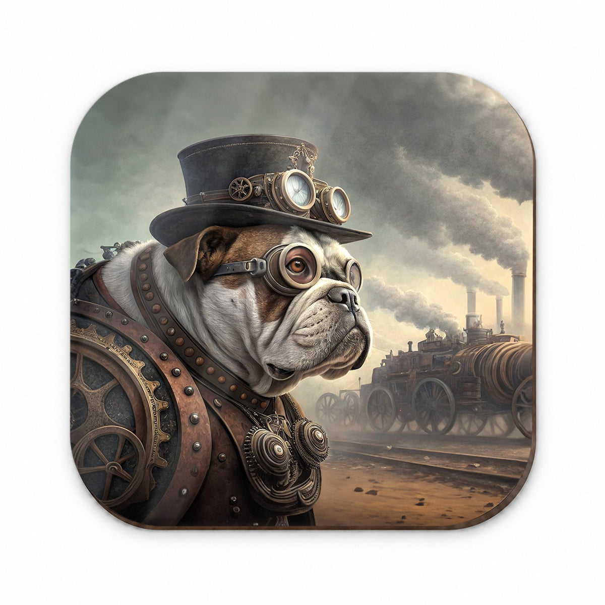 Bulldog Dog Steampunk Fridge Magnet