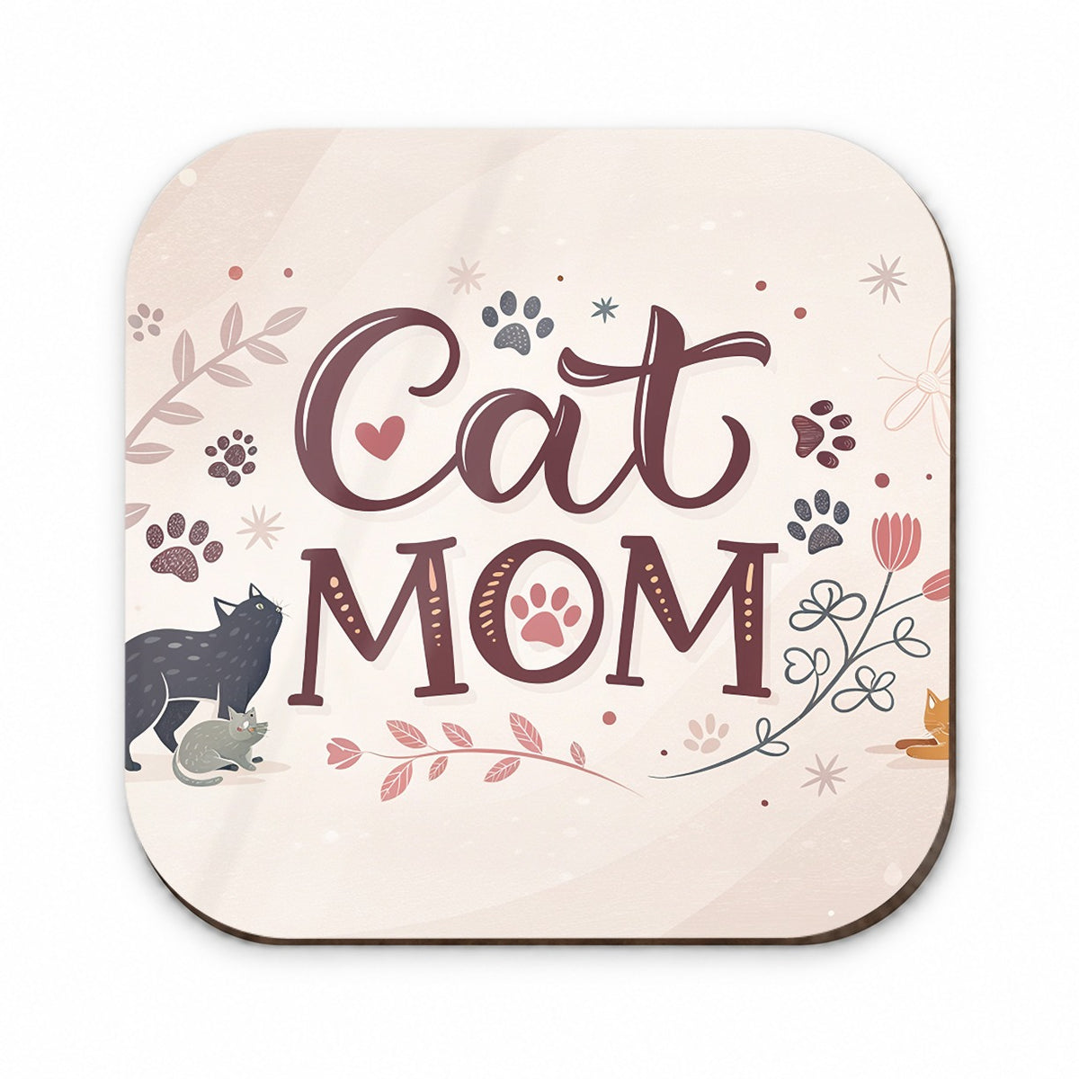 Cat Mom Floral Paw Prints Fridge Magnet