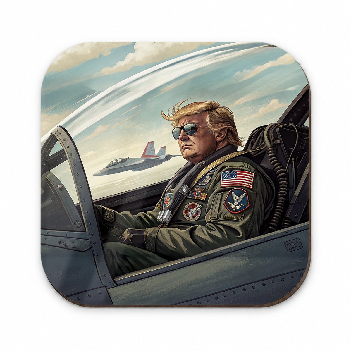 Donald Trump In Jet Fighter Funny Patriotic Fridge Magnet