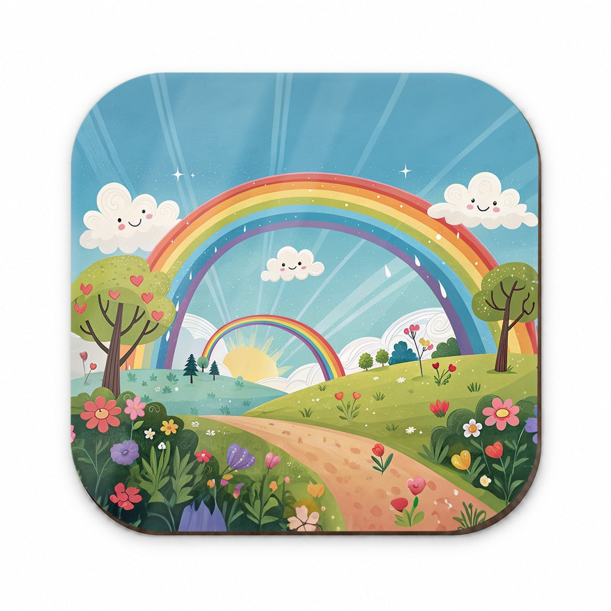 Double Rainbow Cartoon Illustration Fridge Magnet