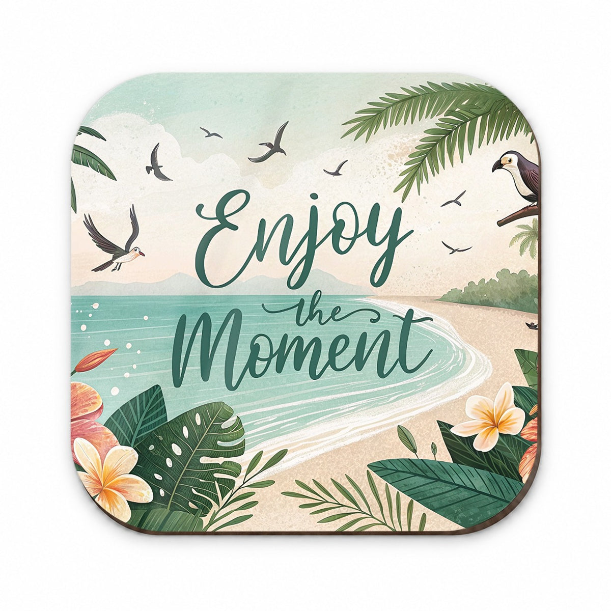 Enjoy The Moment Tropical Beach Inspirational Fridge Magnet