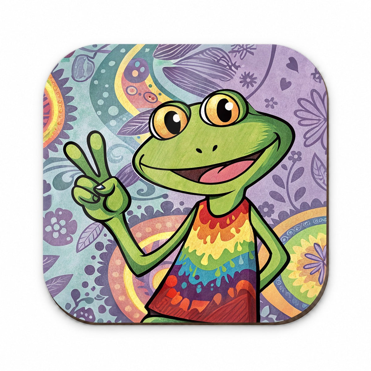 Frog Giving Peace Sign Hippie Tie Dye Fridge Magnet