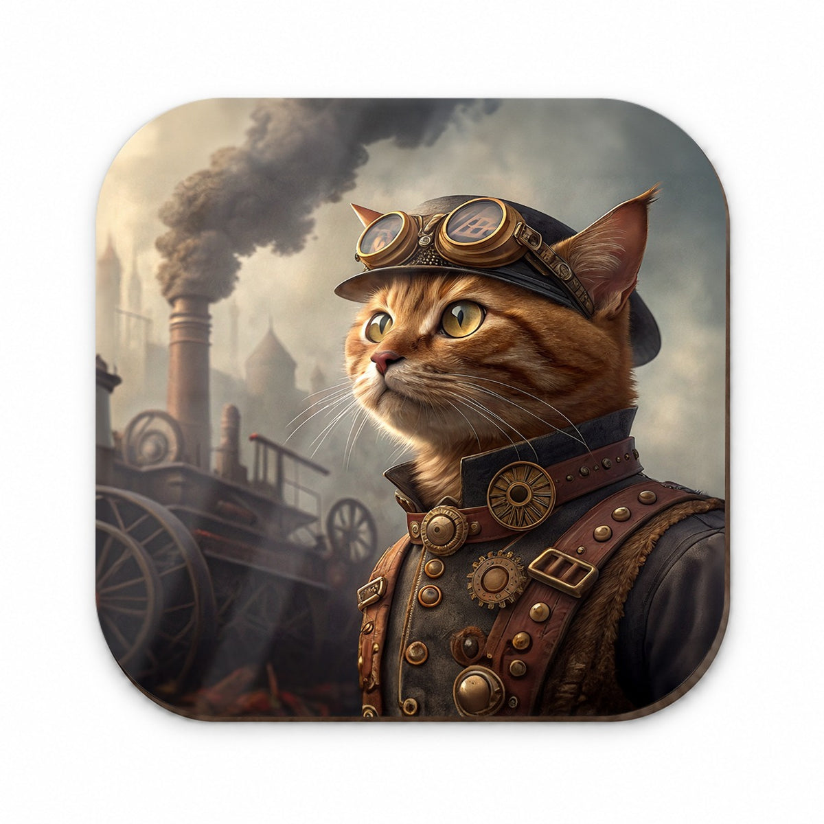 Orange Tabby Cat Steampunk Fridge Magnet