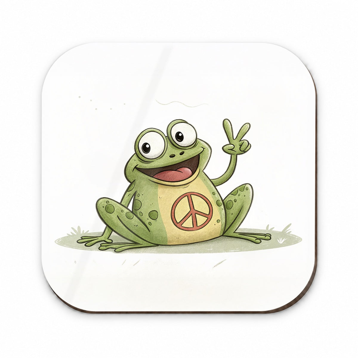 Peace Sign Frog Cartoon Fridge Magnet