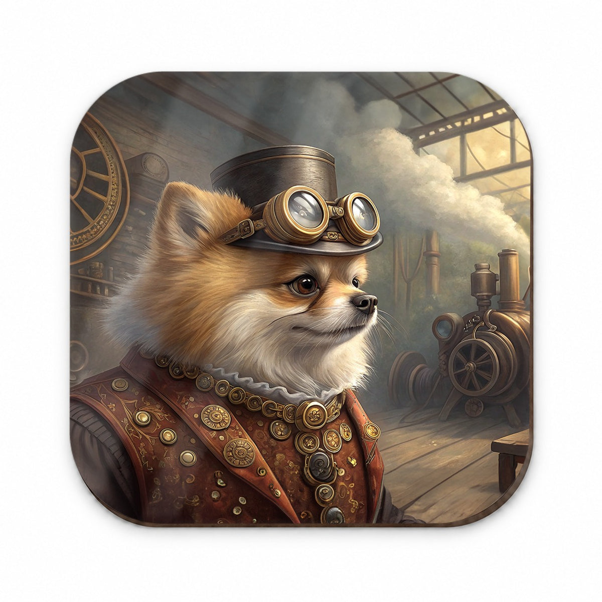 Pomeranian Dog Steampunk Fridge Magnet