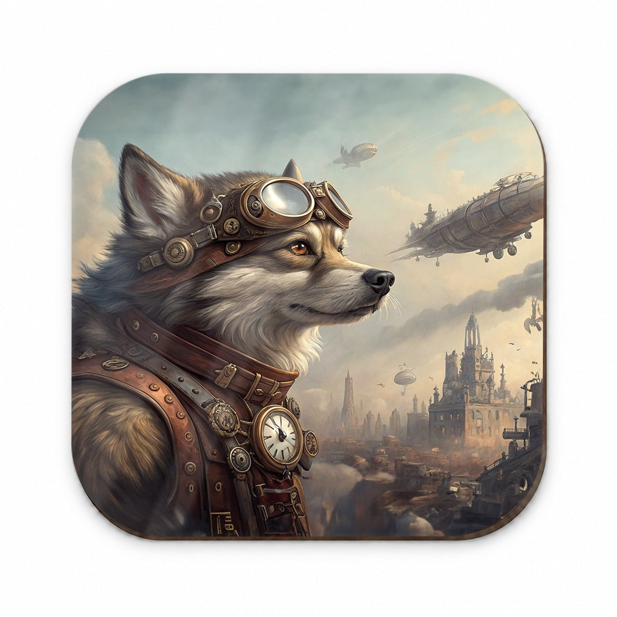 Pomsky Dog Steampunk Fridge Magnet